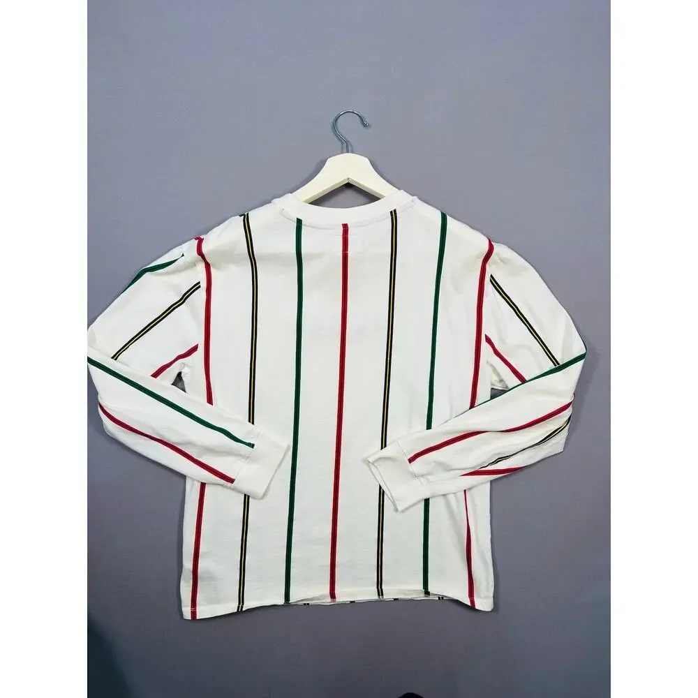 Guess Striped Long Sleeve Embroidered Logo Tee Size Medium - Picture 6 of 6